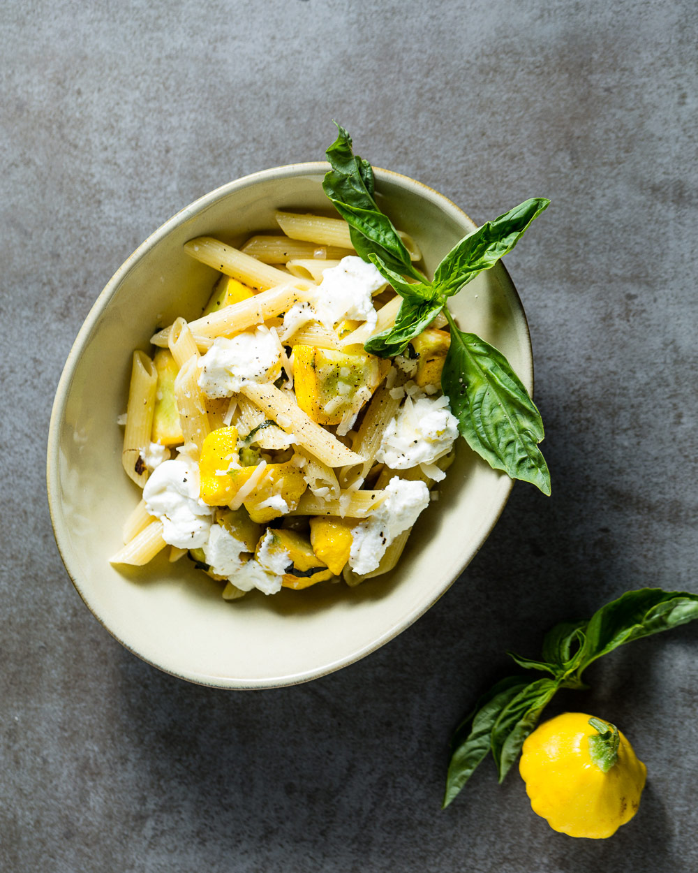 Summer Squash and Ricotta Penne Pasta vertical